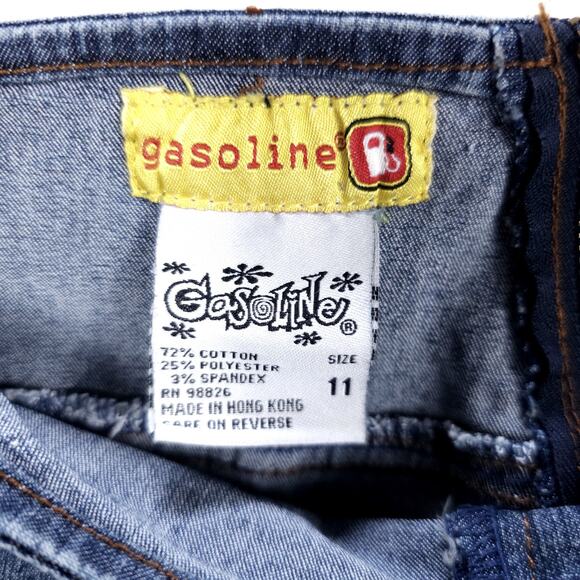 Y2K Vintage Gasoline Jeans Womens 11 Blue Embroidered Flare‎ Bootcut Low Rise - Picture 7 of 14